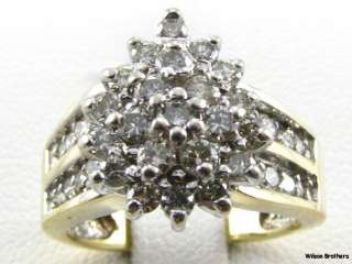 75ctw Genuine Diamond Cluster RING   10k Solid White Yellow Gold 