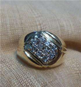   gold .50ct round brilliant cut cluster diamond ring size 9.5  