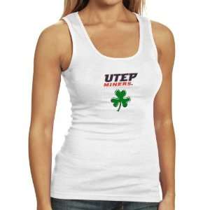  UTEP Miners Ladies White Fortune Tank Top Sports 