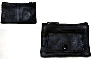 Coin Purse  Black Leather Pouch  K21  