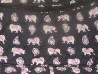 Vera Bradley PINK ELEPHANTS on Black Pocketbook Purse Bag quilted 