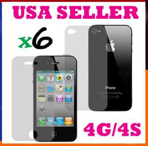 12pcs 6x (Front+Back) Screen Protector Cover Film for Apple iPhone 4 