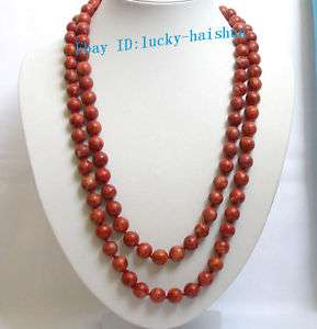 Stunning long 53 12mm red sponge coral necklace  