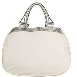 Made in Italy Desmo White/ Silver Nappa Handbag  