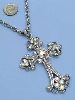 Bling Clear Cross Rhinestone Crystal Necklace Pendant  