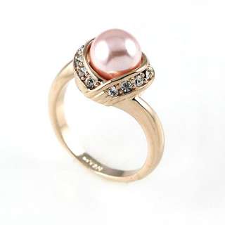 Pink Pearl CZ 18KT Yellow gold Plated Ring 225Jz  