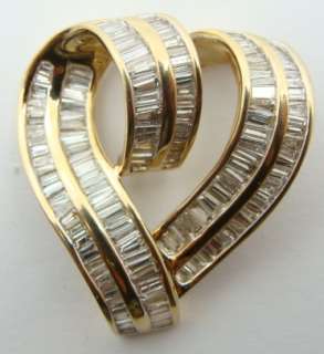 Ladies 14K Gold 5 Carat Diamond HEART Pendant Omega  