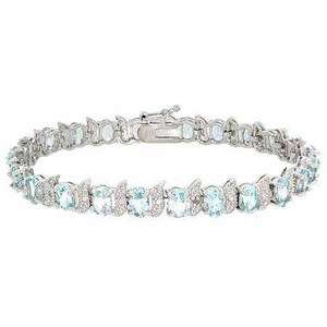 Sterling Silver Diamond Accent & Blue Topaz Bracelet  