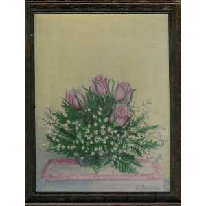  Pink Rose Buds on Canvas Painting