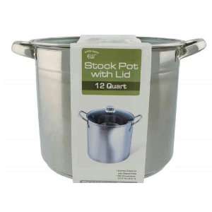 Euro ware Heavy Duty 12 Quart Stainless Steel Stock Pot with Glass Lid 