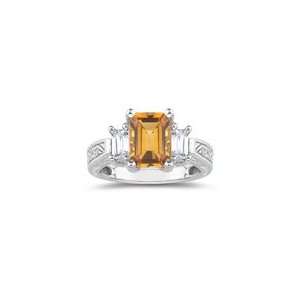  0.70 Ct Diamond & 1.67 Cts Citrine Ring in 18K White Gold 