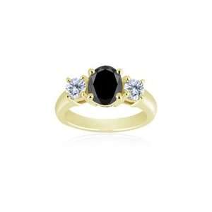  1.23 Cts Black & 0.20 Cts White Diamond Ring in 14K Yellow 