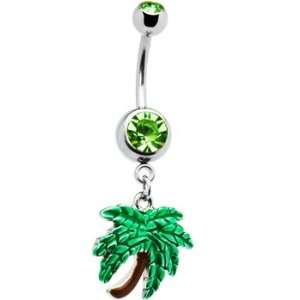  Peridot Double Gem Oasis Palm Tree Belly Ring Jewelry