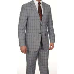 Ferrecci Mens Slim Fit Grey Plaid Two button Suit  