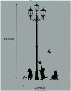 Cats & Lamp Wall Art Home Decal Animal Mural Paper Sticker (34*68cm 