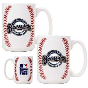  Milwaukee Brewers 2pc Gameball Ceramic Mug Set   Primary 