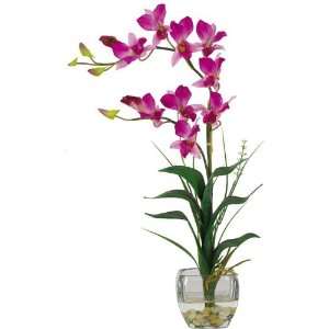 Dendrobium w/Glass Vase Silk Flower Arrangement 