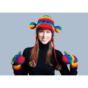   Sockey Monkey Pilot Hat   Rainbow   Ages 10 18 