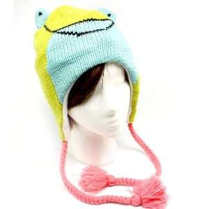 Green Frog Animal Hat   Winter Animal Knit Beanie Trapper Hat