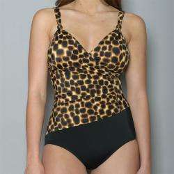Jantzen Womens Black Cheetah print One piece Swimsuit  