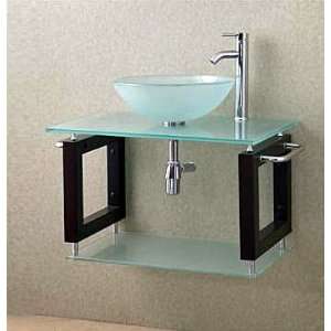  Frosted wall mount vanity sink vessel sink and faucet set 