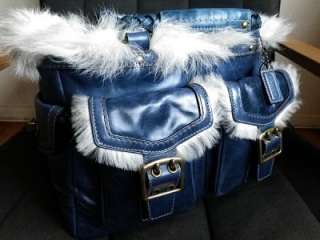 COACH SHEARLING FUR LEATHER GALLERY TOTE BAG PURSE 8B06  