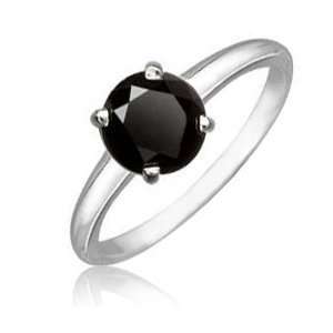 Black Diamond Ring   Natural Treated Black Round Diamond 0.75ct tw AAA 