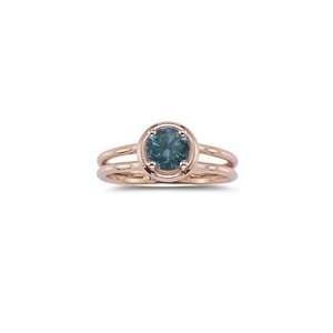  0.88 Cts Blue Diamond Solitaire Ring in 14K Pink Gold 4.5 