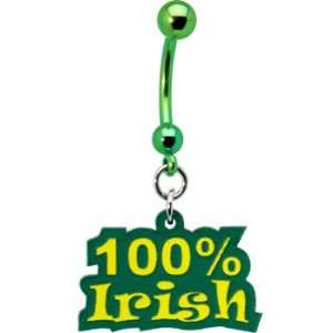    Handcrafted Green Yellow 100 Percent Irish Belly Ring Jewelry