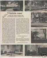 c1950 Real Estate Flyer Badger Farm Belmont NH  