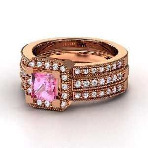 Va Voom Ring, Princess Pink Sapphire 14K Rose Gold Ring with Diamond
