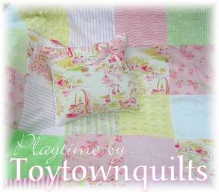 Playtime Toile chenille baby pink crib quilt bedding  