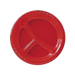  10 ¼ Inches Divided Plates Classic Red Package of 20 