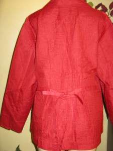  Womens red silk Cotton quilted jacket plus size 22W 24W 2X 3X  