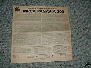 Airfix 1/72 MRCA Panavia 200 Instruction Sheet  