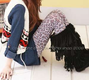 JAPAN THICK SOLID LEOPARD CABLE RIB PANTS legging Socks  