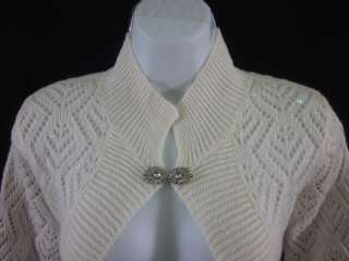 APOSTROPHIE Cream Ramie Sequined Cardigan Sweater 14 P  