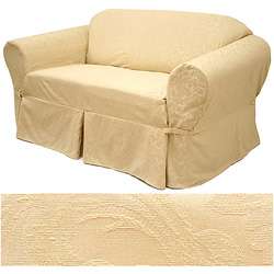 Beige Damask Sofa Slipcover  