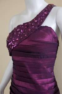 Embellished One Shoulder Tafetta Dress/Gray,Blush,Magenta,Black  