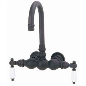  Wall Mount Wide Gooseneck Tub Faucet with Porcelain Lever 