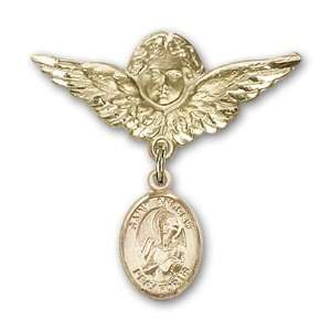  14kt Gold Baby Badge with St. Andrew the Apostle Charm and 