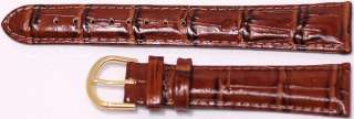 WATCH BAND D.BROWN LEATHER ALIGATOR GRAIN 20MM  