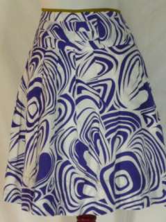 CAbi Blue White Lombard Pleated Skirt #470 12  