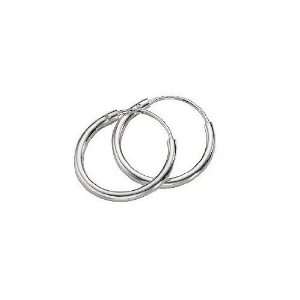 Continuous Endless Hoop Round Circle Medium Sterling Silver Earrings 