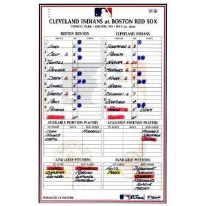 Indians at Red Sox 5 29 2007 Game Used Lineup Card Sports 