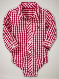   Gap NWT Red Woven Gingham Bodysuit One piece 3 6 9 12 Months  