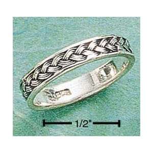  STERLING SILVER THIN ANTIQUED BRAID BAND Jewelry