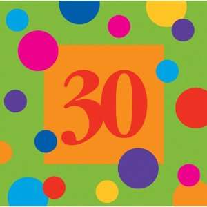 30th Birthday Paper Luncheon Napkins   Polka Dots