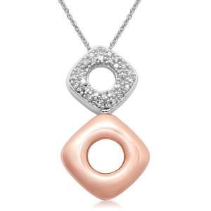 18k Rose Gold Plated Sterling Silver Diamond Pendant Necklace (1/10 