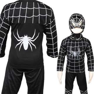 D204 Black Spiderman Kids Party Halloween Party Fancy Costume Outfit 